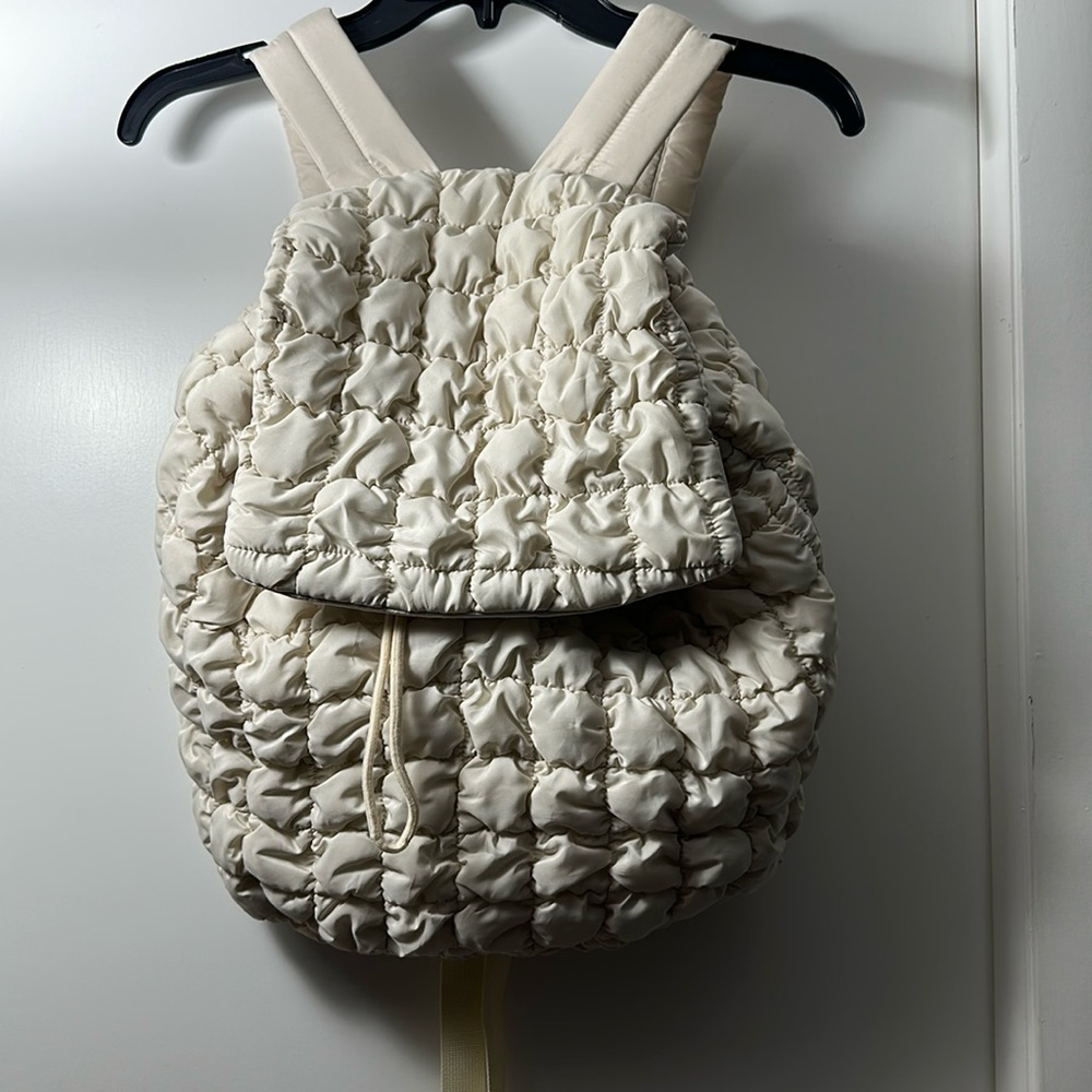 Cream Quilted Backpack